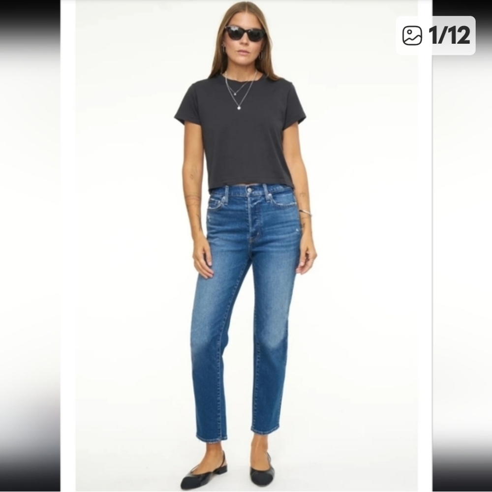 Pistola Charlie High Rise Straight Leg Raw Edge Side Panel Jeans Mobwife New